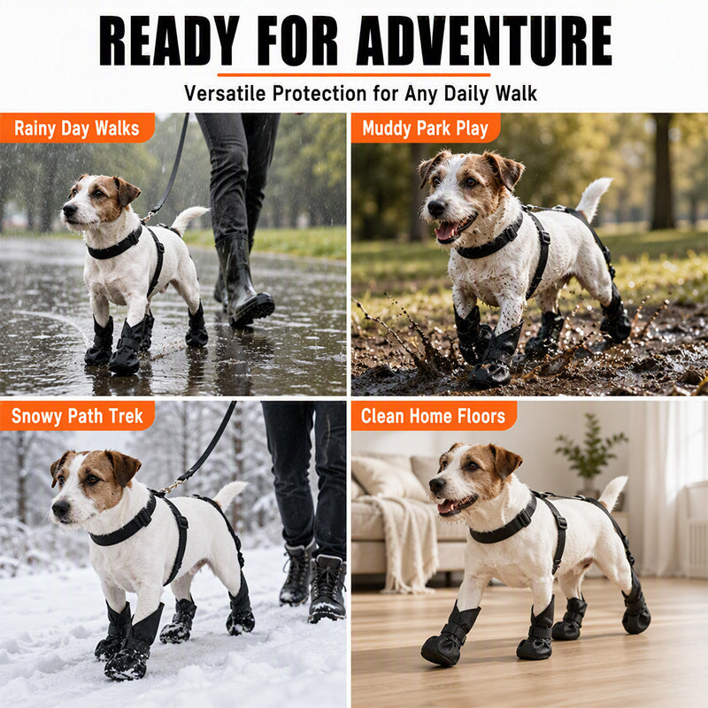 Waterproof Anti-Drop Dog Boots with Adjustable Harness Suspender
