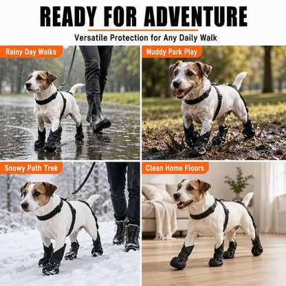 Waterproof Anti-Drop Dog Boots with Adjustable Harness Suspender