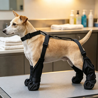Waterproof Anti-Drop Dog Boots with Adjustable Harness Suspender