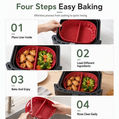 Gjenbrukbar delt silikonform til airfryer