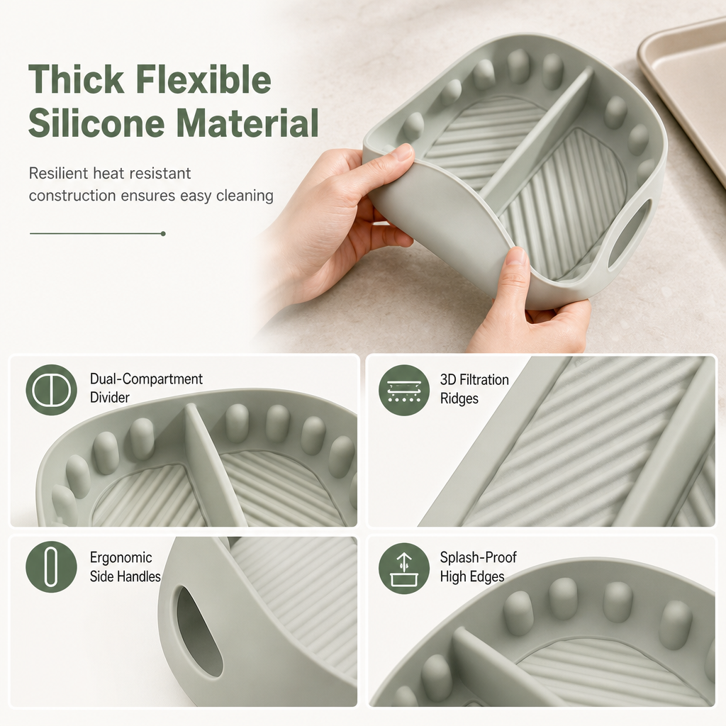 Gjenbrukbar delt silikonform til airfryer
