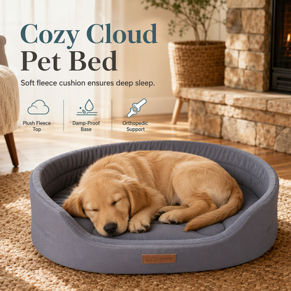 💤 50 % rabatt – et fantastisk tilbud 🐾 Komfortabel, oval dyreseng – laget av mykt fleece, fuktbestandig og klorfast