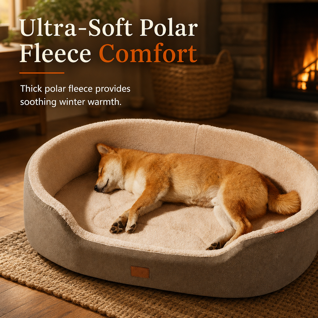 💤 50 % rabatt – et fantastisk tilbud 🐾 Komfortabel, oval dyreseng – laget av mykt fleece, fuktbestandig og klorfast