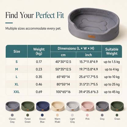 💤 50 % rabatt – et fantastisk tilbud 🐾 Komfortabel, oval dyreseng – laget av mykt fleece, fuktbestandig og klorfast