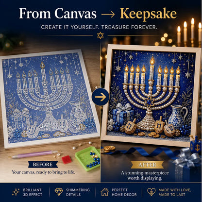 Gjør-det-selv-sett for hanukka-perlekunst med treramme