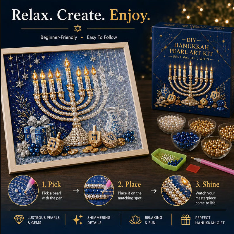 Gjør-det-selv-sett for hanukka-perlekunst med treramme