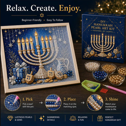 Gjør-det-selv-sett for hanukka-perlekunst med treramme