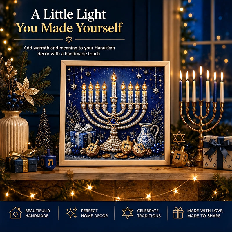 Gjør-det-selv-sett for hanukka-perlekunst med treramme