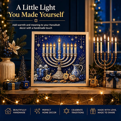 Gjør-det-selv-sett for hanukka-perlekunst med treramme