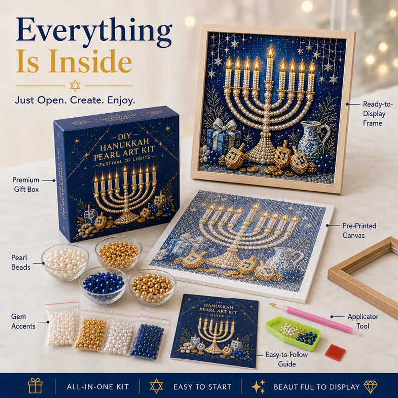Gjør-det-selv-sett for hanukka-perlekunst med treramme