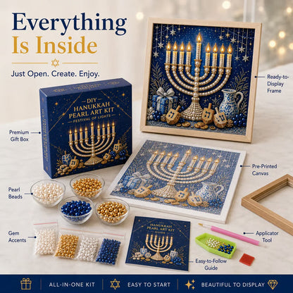 Gjør-det-selv-sett for hanukka-perlekunst med treramme