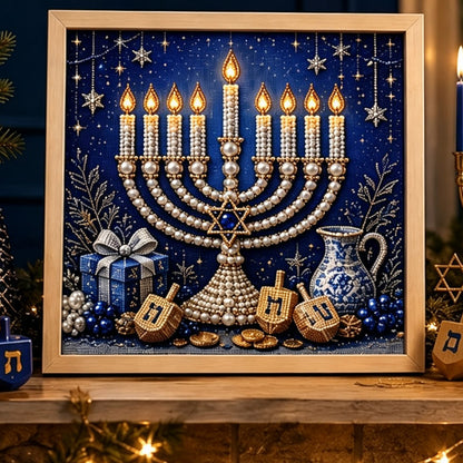 Gjør-det-selv-sett for hanukka-perlekunst med treramme