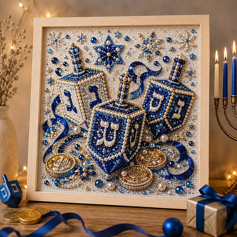 Gjør-det-selv-sett for hanukka-perlekunst med treramme