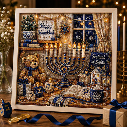 Gjør-det-selv-sett for hanukka-perlekunst med treramme