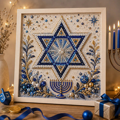 Gjør-det-selv-sett for hanukka-perlekunst med treramme