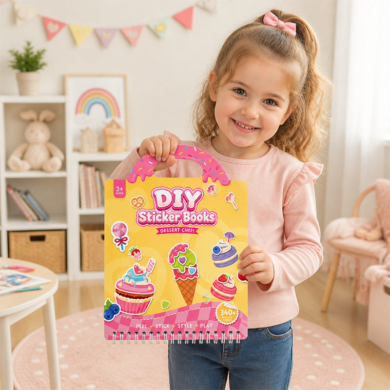 Bærbare gjenbrukbare DIY-klistremerkebøker for barn