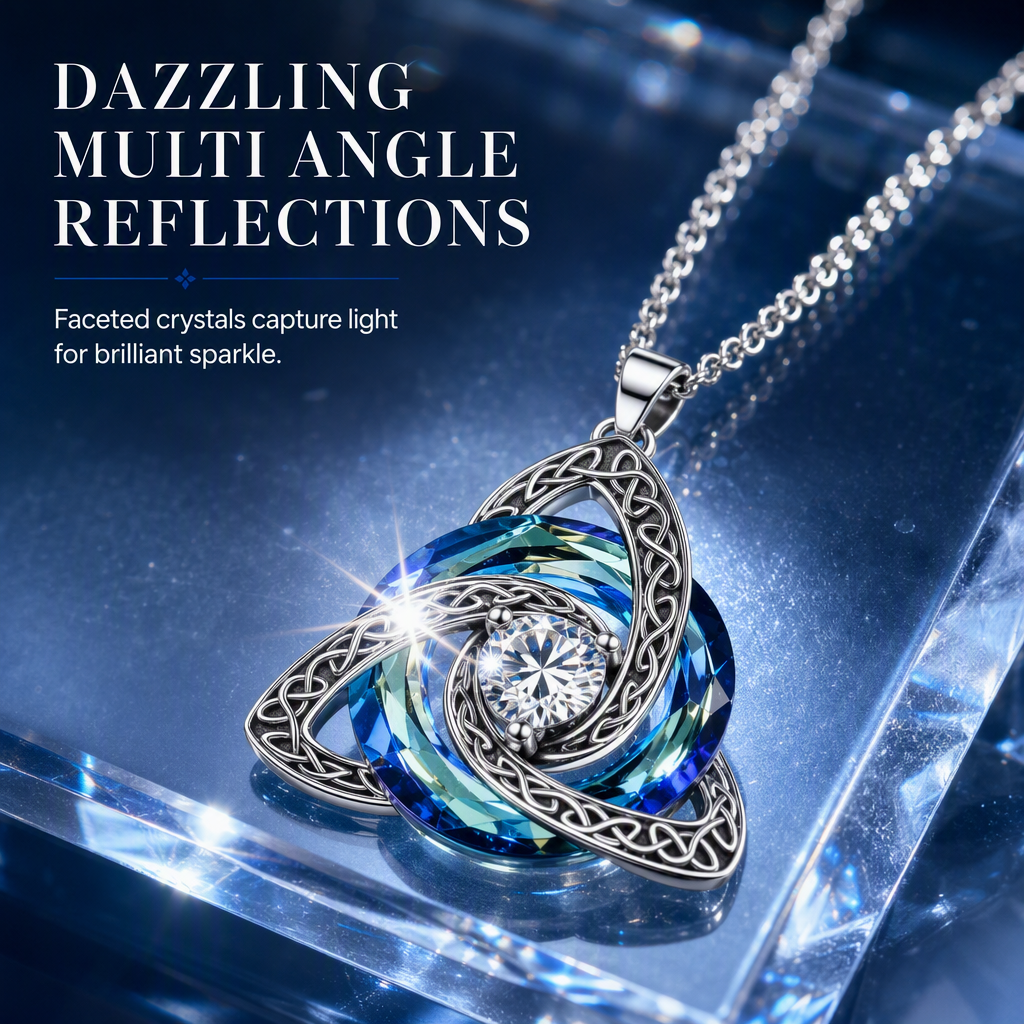 💎 Keltisk knute halskjede – hjerteformet zirkon, 12 farger, justerbar kjetting. Elegant gave til henne! ✨💖