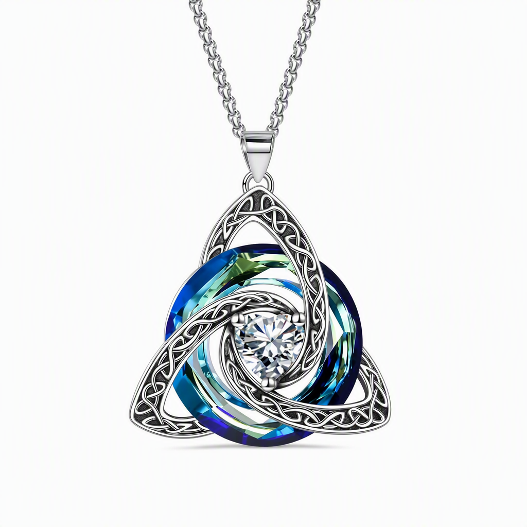 💎 Keltisk knute halskjede – hjerteformet zirkon, 12 farger, justerbar kjetting. Elegant gave til henne! ✨💖