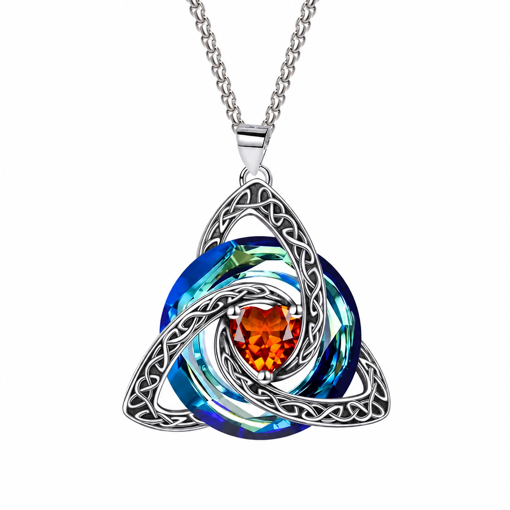 💎 Keltisk knute halskjede – hjerteformet zirkon, 12 farger, justerbar kjetting. Elegant gave til henne! ✨💖