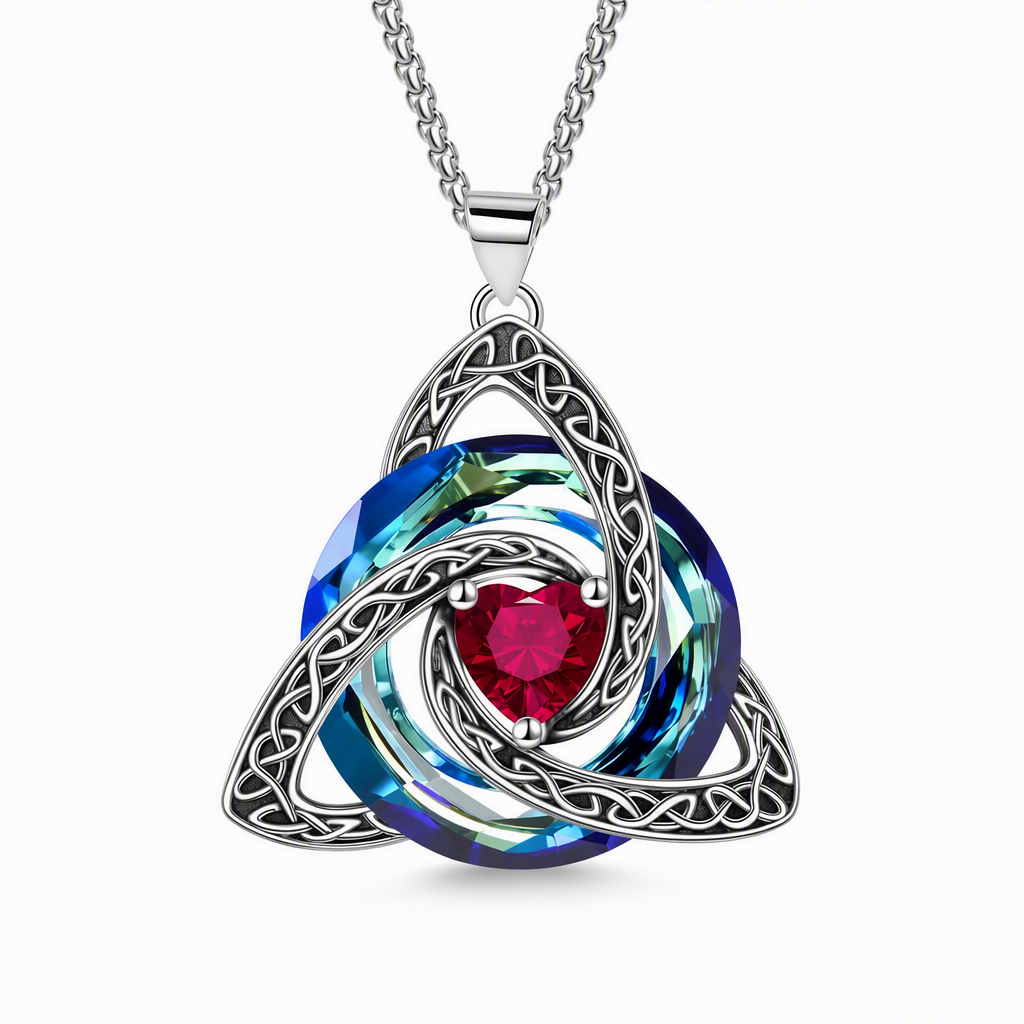 💎 Keltisk knute halskjede – hjerteformet zirkon, 12 farger, justerbar kjetting. Elegant gave til henne! ✨💖