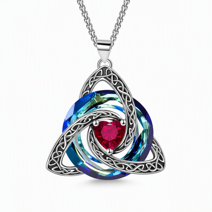 💎 Keltisk knute halskjede – hjerteformet zirkon, 12 farger, justerbar kjetting. Elegant gave til henne! ✨💖