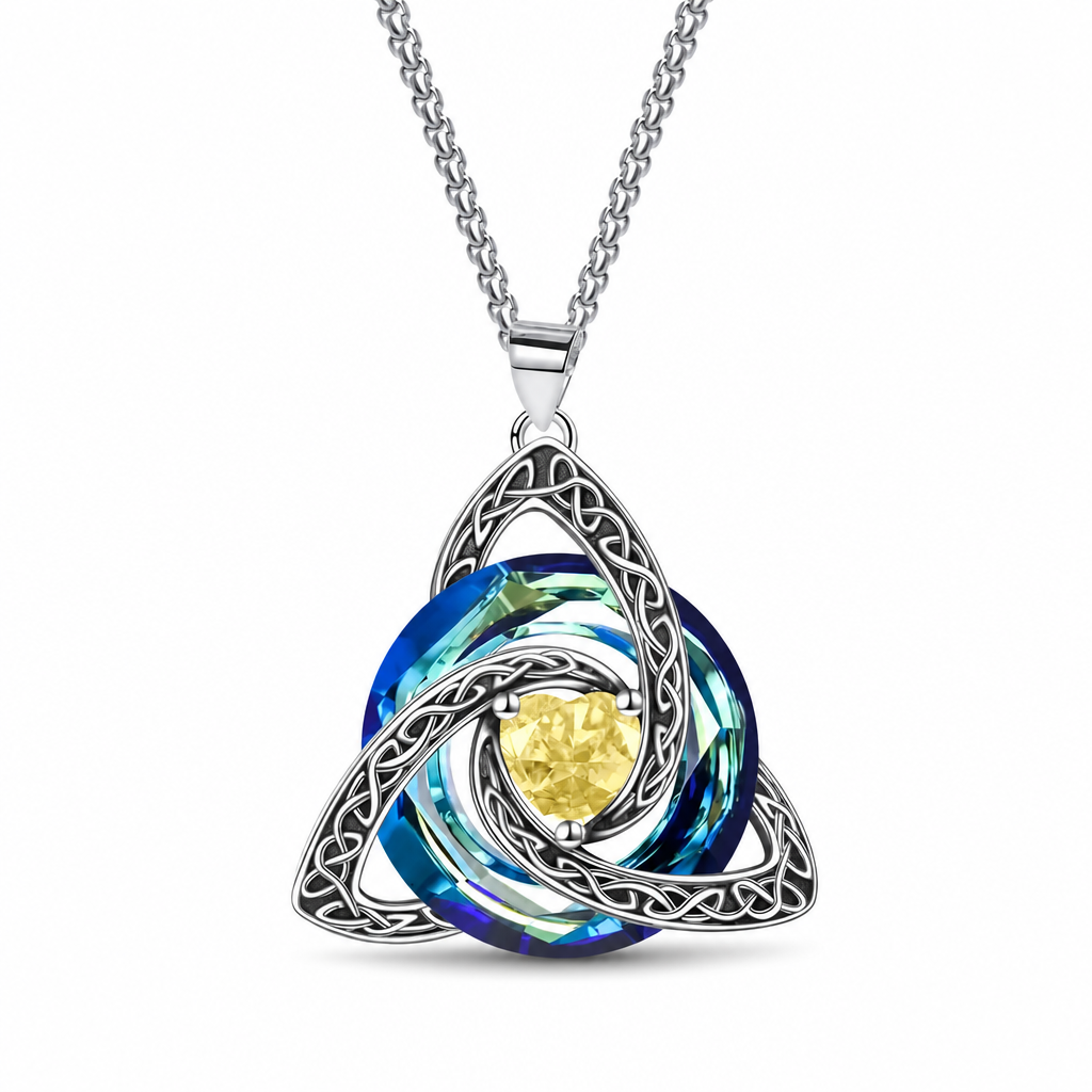 💎 Keltisk knute halskjede – hjerteformet zirkon, 12 farger, justerbar kjetting. Elegant gave til henne! ✨💖