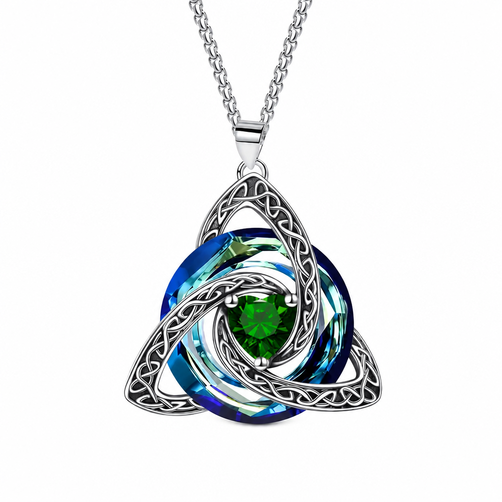 💎 Keltisk knute halskjede – hjerteformet zirkon, 12 farger, justerbar kjetting. Elegant gave til henne! ✨💖