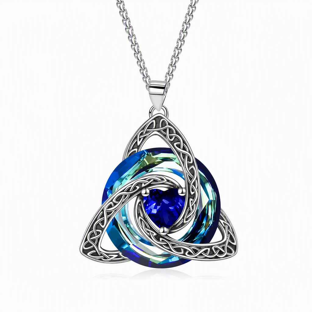 💎 Keltisk knute halskjede – hjerteformet zirkon, 12 farger, justerbar kjetting. Elegant gave til henne! ✨💖