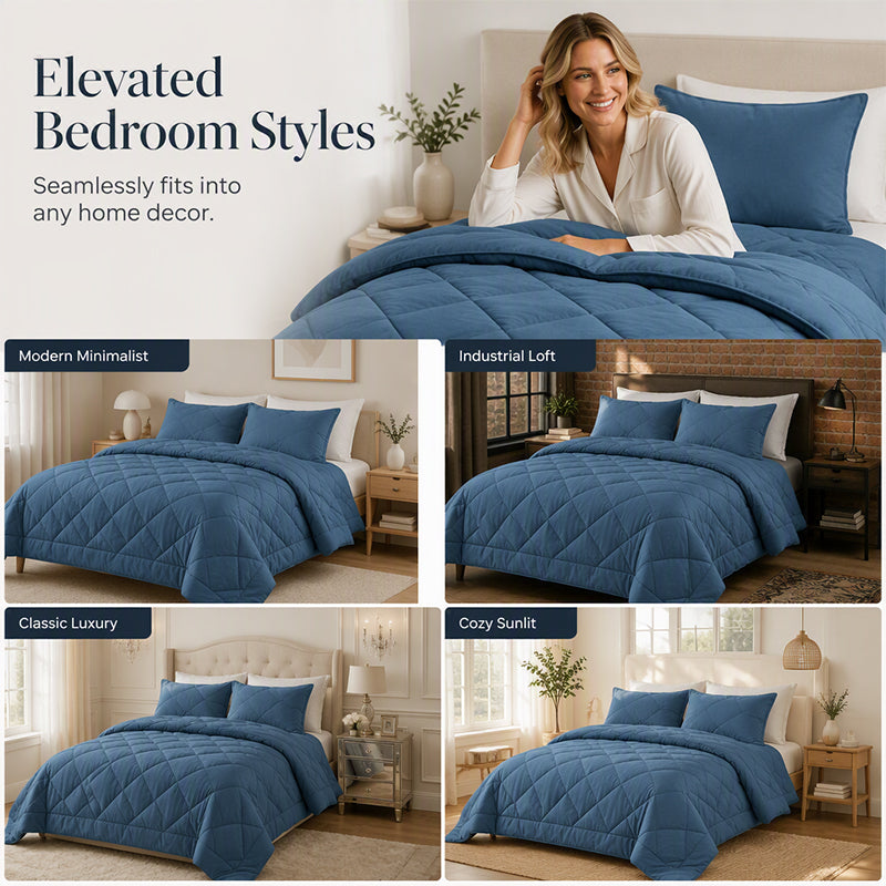🛏️3-delt quiltet dynesett med pute