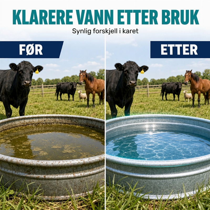 Hurtigoppløselige rengjøringstabletter for vanntanker til husdyr