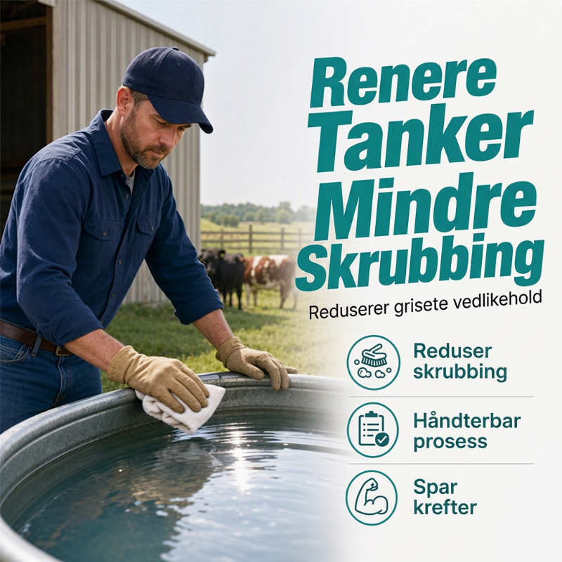Hurtigoppløselige rengjøringstabletter for vanntanker til husdyr