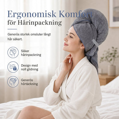 🍍 50 % RABATT NÅ! 💇‍♀️ Hårfønerhåndkle i korallfleece – hurtigtørkende, seks ganger så absorberende og ergonomisk turban ✨