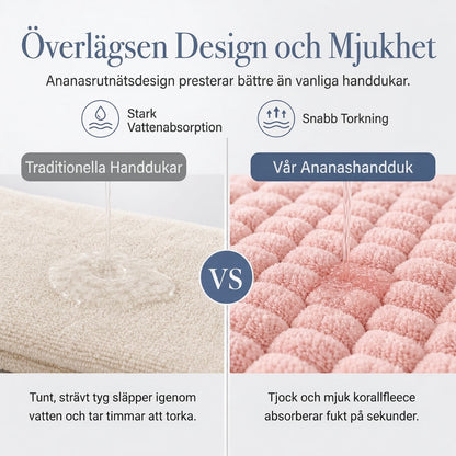🍍 50 % RABATT NÅ! 💇‍♀️ Hårfønerhåndkle i korallfleece – hurtigtørkende, seks ganger så absorberende og ergonomisk turban ✨