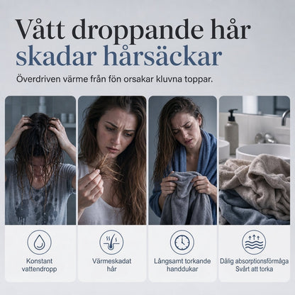 🍍 50 % RABATT NÅ! 💇‍♀️ Hårfønerhåndkle i korallfleece – hurtigtørkende, seks ganger så absorberende og ergonomisk turban ✨