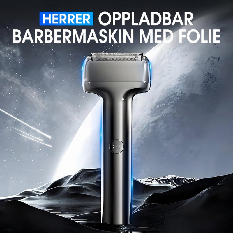 Oppladbar elektrisk barbermaskin for menn med folie – Effektiv og grundig barbering, trådløs og bærbar barbermaskin for våt og tørr barbering til daglig pleie