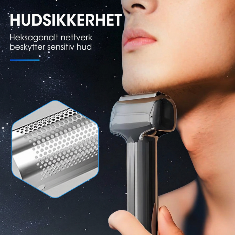 Oppladbar elektrisk barbermaskin for menn med folie – Effektiv og grundig barbering, trådløs og bærbar barbermaskin for våt og tørr barbering til daglig pleie