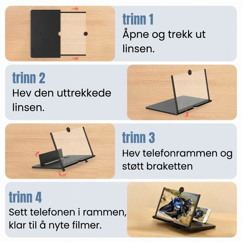📱 50 % RABATT! 👀 Unngå anstrengte øyne – skjermforstørrer for mobiltelefon, stor bildevisning, kompakt, praktisk for filmtitting