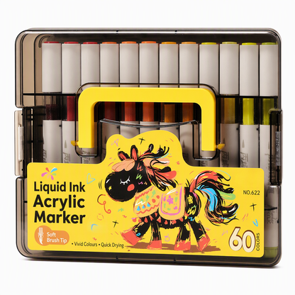 Washable Liquid Acrylic Markers with Soft Brush Tips
