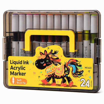 Washable Liquid Acrylic Markers with Soft Brush Tips