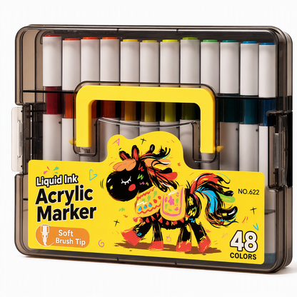Washable Liquid Acrylic Markers with Soft Brush Tips