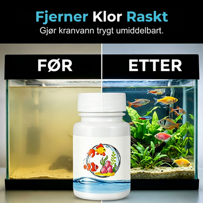 Umiddelbar klorfjerner for akvarier