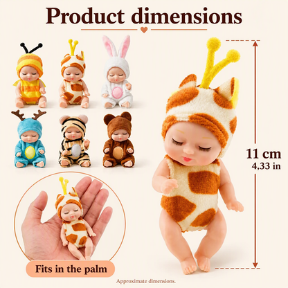 👶 Gavesett med Reborn-babydukker kledd i dyrekostymer! Søte ansikter på sovende babyer · Sett med 6 dukker i gaveeske