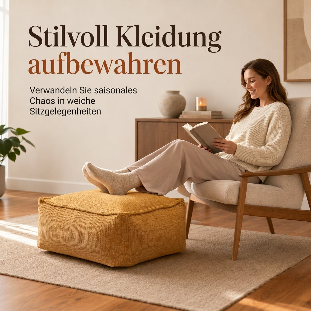 📢 50 % RABATT! 🧺 Oppbevaringspuff-trekk – Stor glidelås, vaskbar og 45 x 45 x 23 cm ✨