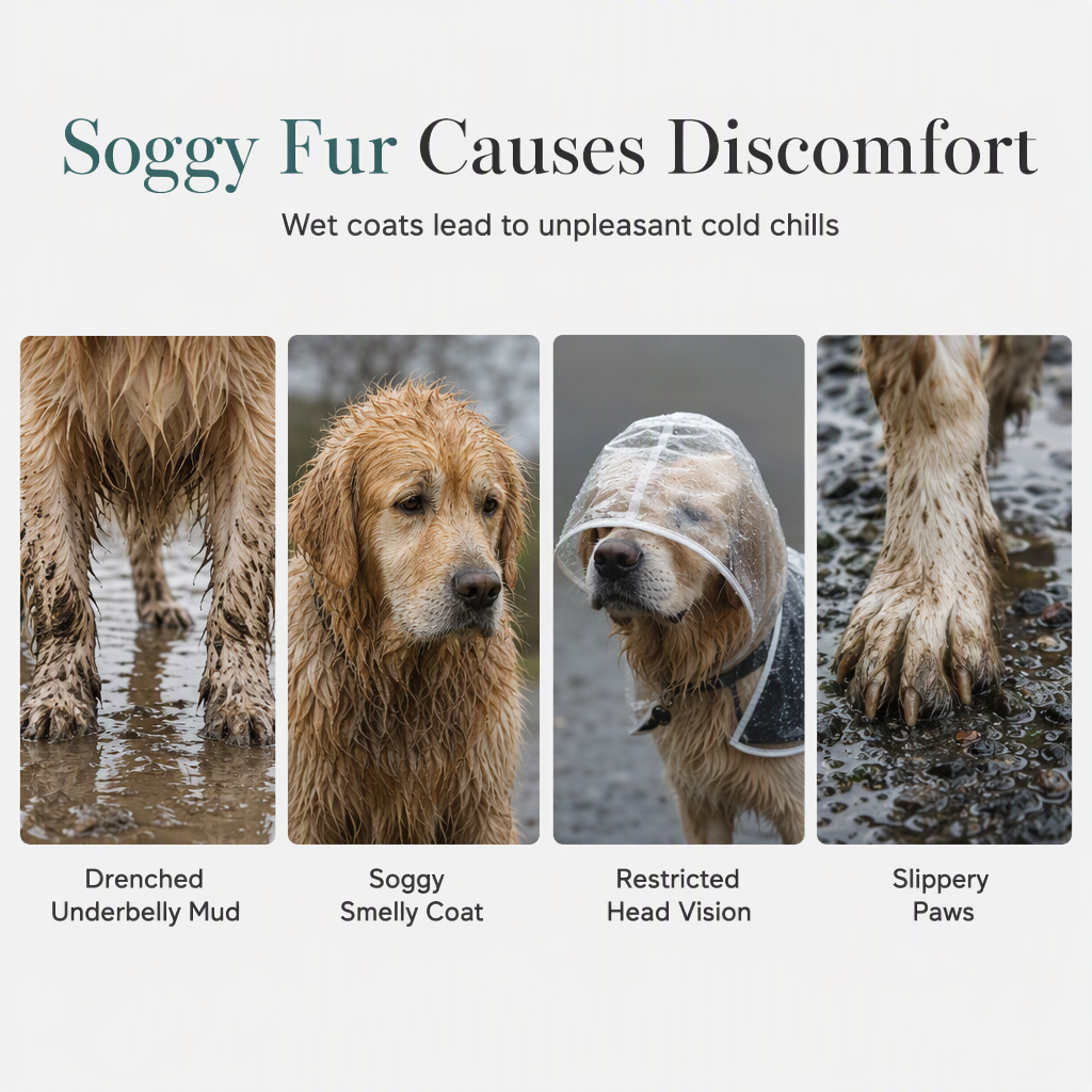 📢 Nyheter – 50 % RABATT 🐕 Gjennomsiktig vanntett regnjakke for hund – hold hunden tørr og synlig på regnværsturer 🌧️