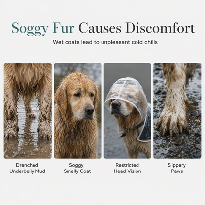 📢 Nyheter – 50 % RABATT 🐕 Gjennomsiktig vanntett regnjakke for hund – hold hunden tørr og synlig på regnværsturer 🌧️