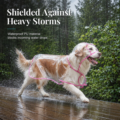 📢 Nyheter – 50 % RABATT 🐕 Gjennomsiktig vanntett regnjakke for hund – hold hunden tørr og synlig på regnværsturer 🌧️
