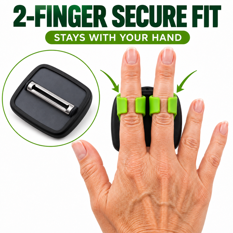 Ergonomisk frukt- og grønnsaksskreller for to fingre