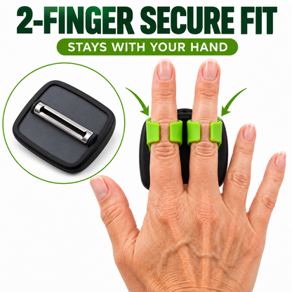 Ergonomisk frukt- og grønnsaksskreller for to fingre