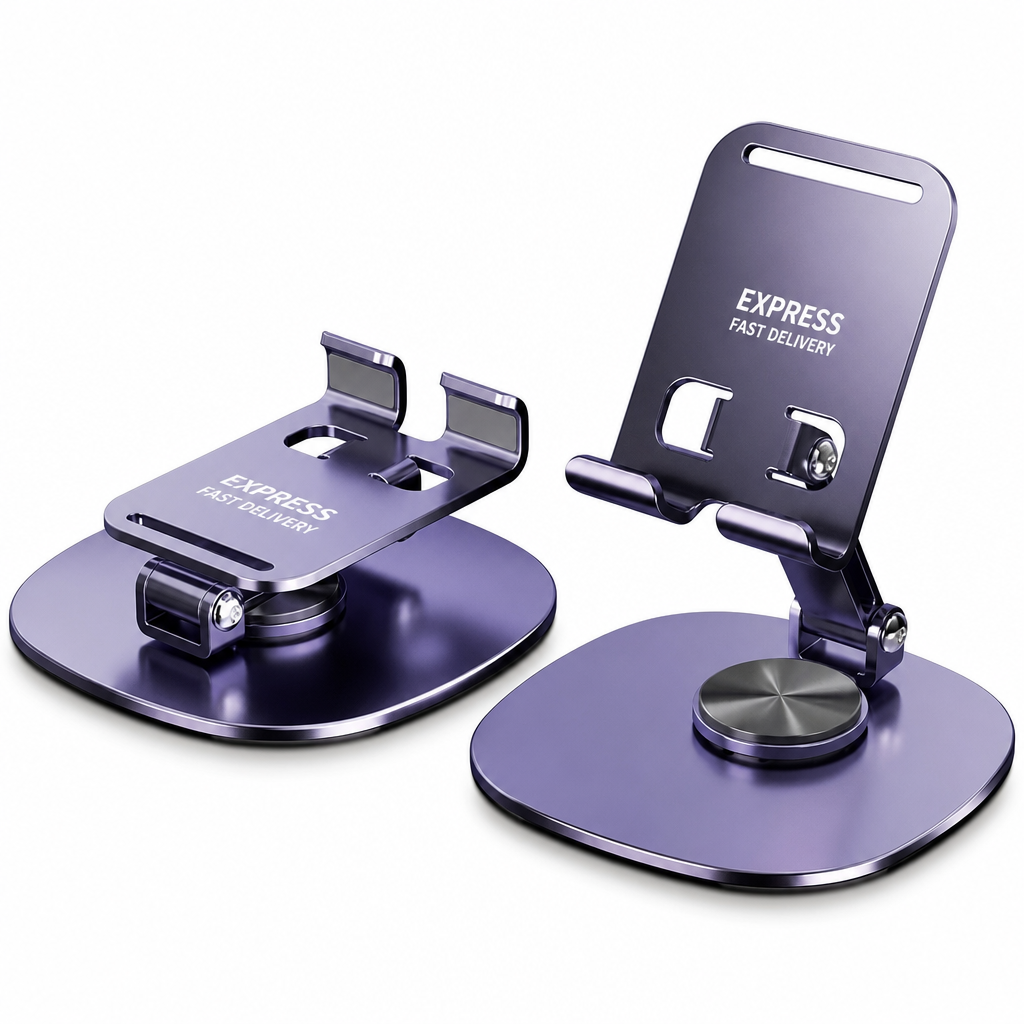 📢📢 50 % RABATT✨ Premium telefonstativ i helmetall – 360° roterende bordholder