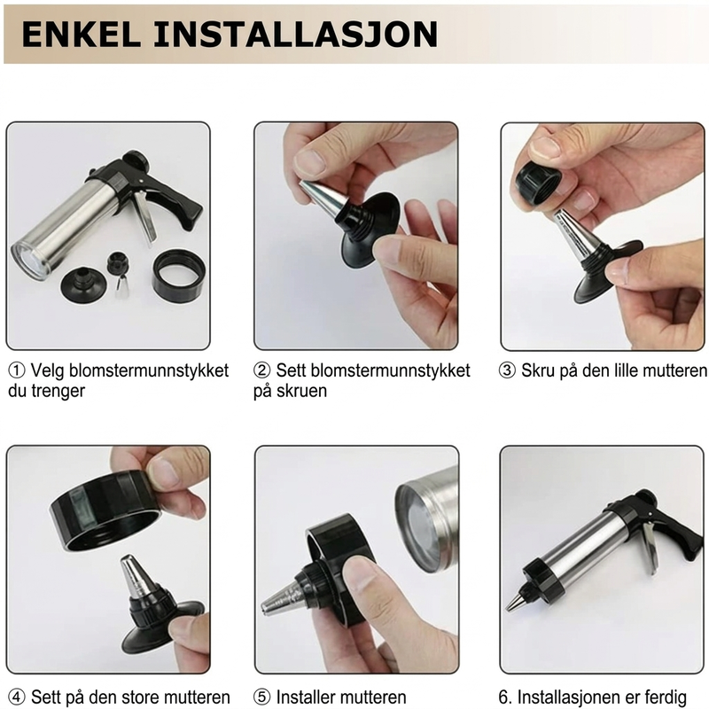 🔥SPESIALTILBUD 50 % RABATT🔥Kakeform i rustfritt stål med 13 skiver og 8 dyser